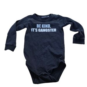 RockYourBaby Longsleeve Black Be Kind It's Gangster Onesie Size 18-24M